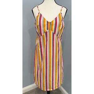Venus Womens M Stripe Sleeveless Mini Dress 70s Retro Boho Chic Festival Twee